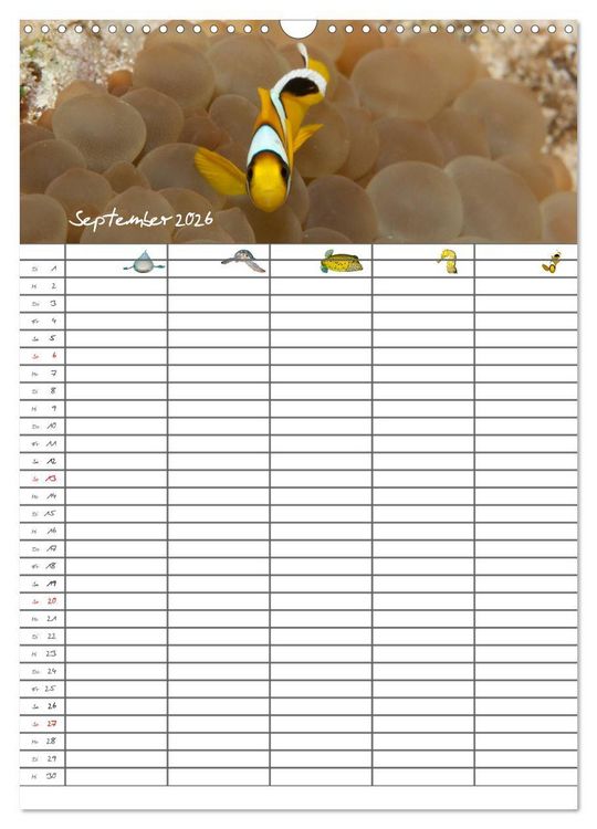 Produktbild: Der Unterwasser Familienplaner 2026 (Wandkalender 2026 DIN A3 hoch), CALVENDO Monatskalender
