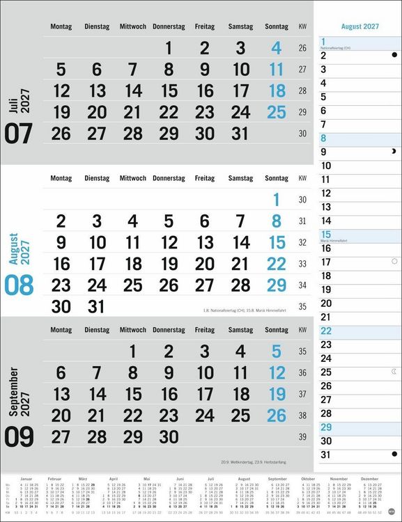 Produktbild: 3-Monats-Planer, blau 2027