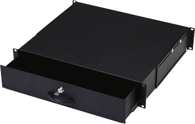 Produktbild: Digitus DN-19 KEY-2U-SW 19 Zoll Einschub 2 HE Ausziehbar, Geschlossen Schwarz