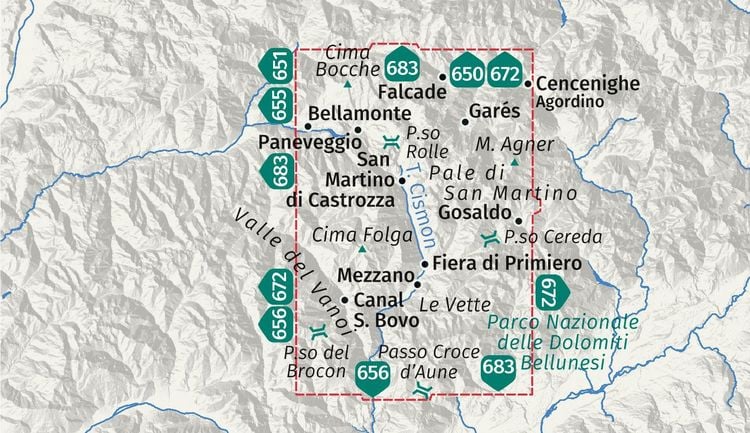 Produktbild: KOMPASS Wanderkarte 653 Pale di San Martino, Primiero San Martino di Castrozza, Paneveggio, Valle del Vanoi 1:25.000