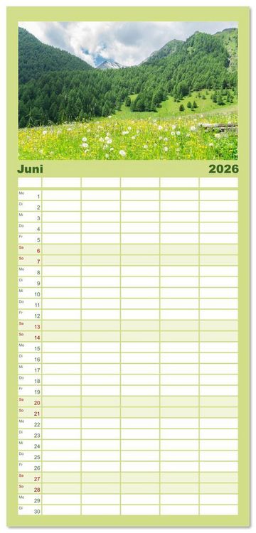 Produktbild: Familienplaner 2026 - S&uuml;dtirol - Traumhafte Berge und Seen im Norden Italiens mit 5 Spalten (Wandkalender, 21 x 45 cm) CALVENDO