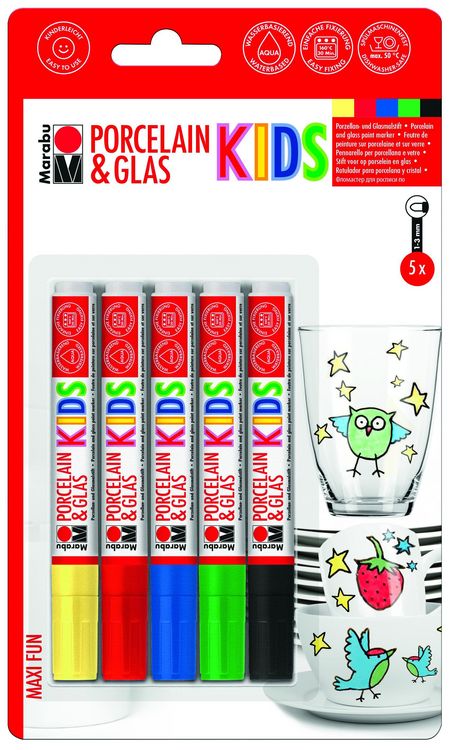 Produktbild: Marabu Porcelain & Glas KIDS, Blister-Sortierung MAXI FUN