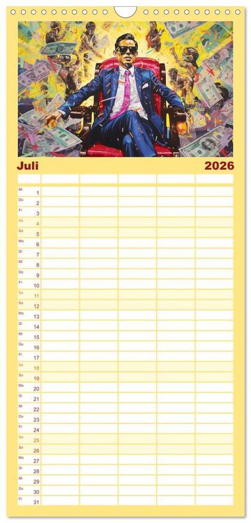 Produktbild: Familienplaner 2026 - Pop-Art. Eine Reise in coolen Illustrationen mit 5 Spalten (Wandkalender, 21 x 45 cm) CALVENDO