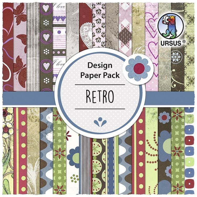 Produktbild: URSUS Spezialpapiere Design Paper Pack Retro, 30 Blatt