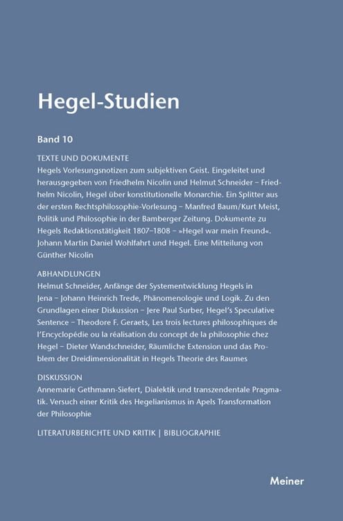 Produktbild: Hegel-Studien Band 10