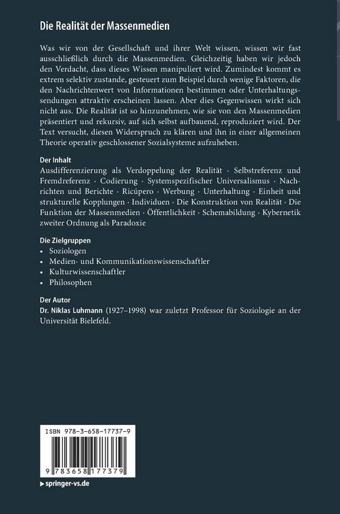Produktbild: Die Realit&auml;t der Massenmedien