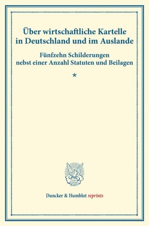 Produktbild: &Uuml;ber wirtschaftliche Kartelle in Deutschland und im Auslande.