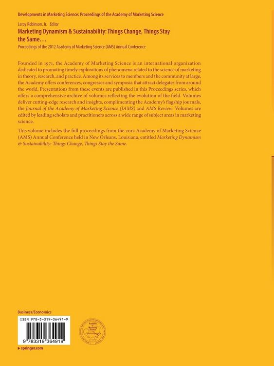 Produktbild: Marketing Dynamism & Sustainability: Things Change, Things Stay the Same&hellip;