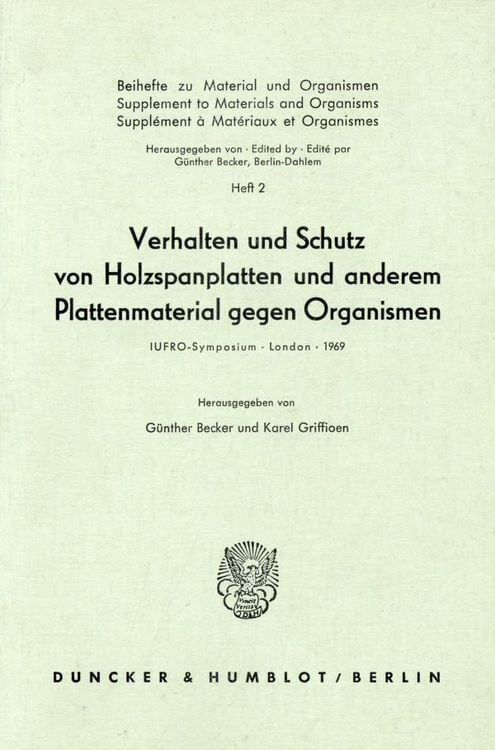 Produktbild: Verhalten und Schutz von Holzspanplatten und anderem Plattenmaterial gegen Organismen.