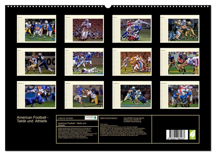 Produktbild: American Football - Taktik und Athletik (hochwertiger Premium Wandkalender 2026 DIN A2 quer), Kunstdruck in Hochglanz