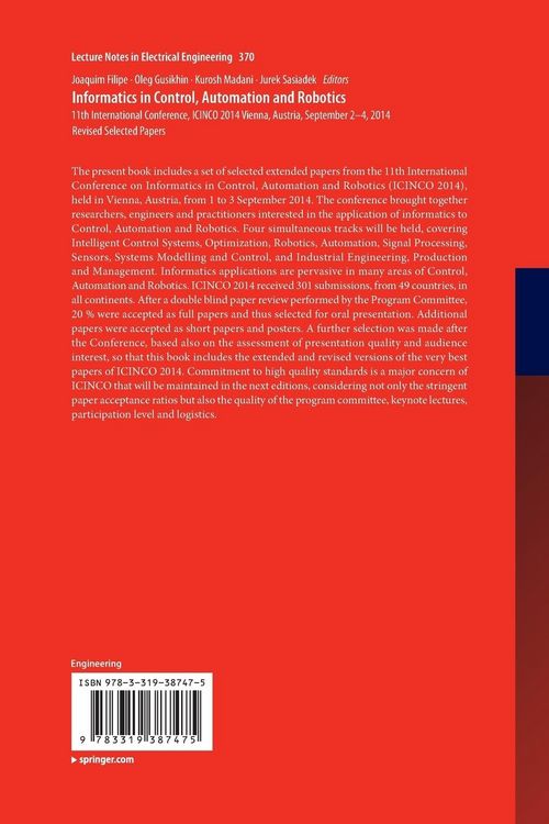 Produktbild: Informatics in Control, Automation and Robotics
