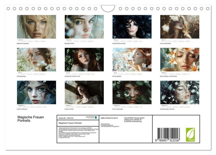 Produktbild: Magische Frauen Portraits (Wandkalender 2026 DIN A4 quer), CALVENDO Monatskalender