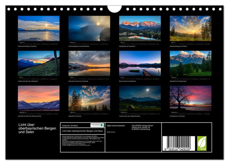 Produktbild: Licht &uuml;ber oberbayrischen Bergen und Seen (Wandkalender 2026 DIN A4 quer), CALVENDO Monatskalender