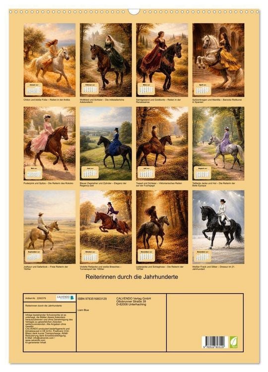 Produktbild: Reiterinnen durch die Jahrhunderte (Wandkalender 2027 DIN A2 hoch), CALVENDO Monatskalender