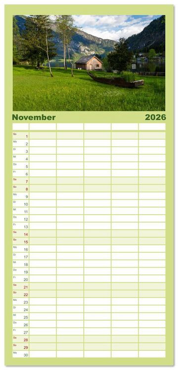 Produktbild: Familienplaner 2026 - Traumziel Hallstatt in &Ouml;sterreich mit 5 Spalten (Wandkalender, 21 x 45 cm) CALVENDO
