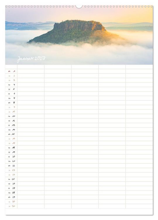 Produktbild: Familienkalender - S&auml;chsische und B&ouml;hmische Schweiz (Wandkalender 2027 DIN A2 hoch), CALVENDO Monatskalender