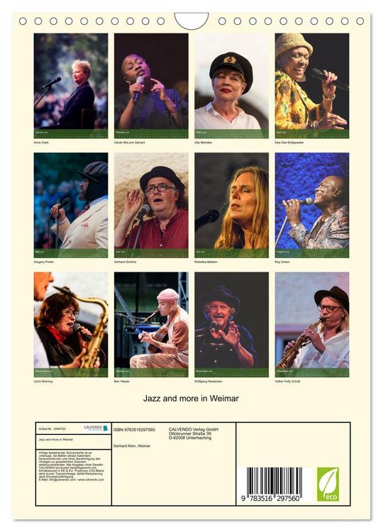 Produktbild: Jazz and more in Weimar (Wandkalender 2026 DIN A4 hoch), CALVENDO Monatskalender