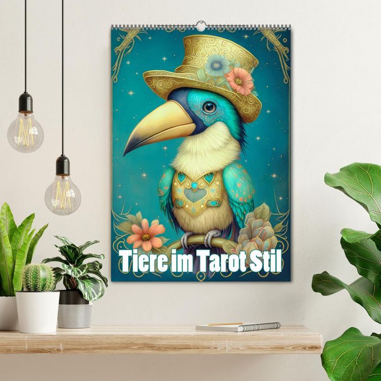 Produktbild: Tiere im Tarot Stil (Wandkalender 2026 DIN A2 hoch), CALVENDO Monatskalender