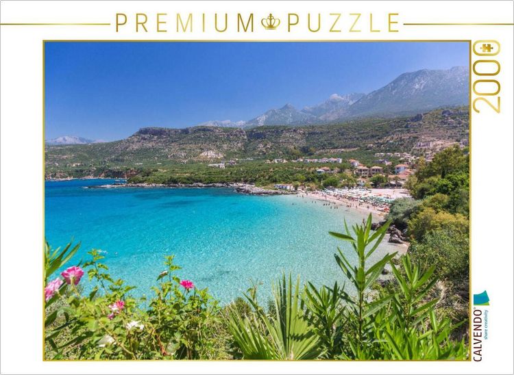 Produktbild: CALVENDO Puzzle K&uuml;stenromanze in Stoupa zu F&uuml;&szlig;en des Taigeto-Gebirges | 2000 Teile Lege-Gr&ouml;&szlig;e 90x67cm Foto-Puzzle f&uuml;r gl&uuml;ckliche Stunden