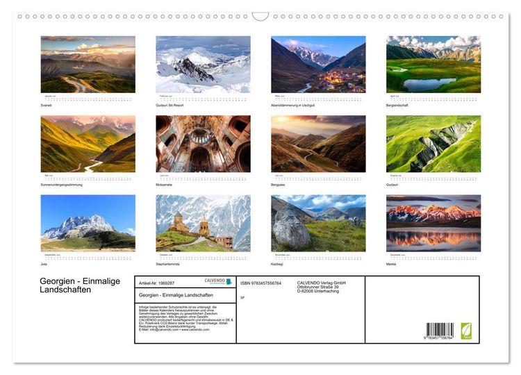Produktbild: Georgien - Einmalige Landschaften (Wandkalender 2026 DIN A2 quer), CALVENDO Monatskalender