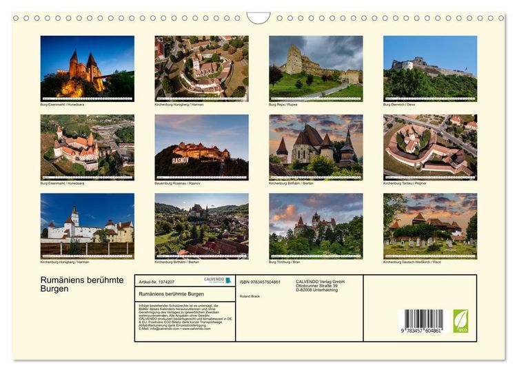 Produktbild: Rum&auml;niens ber&uuml;hmte Burgen (Wandkalender 2026 DIN A3 quer), CALVENDO Monatskalender