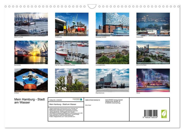 Produktbild: Mein Hamburg - Stadt am Wasser (Wandkalender 2027 DIN A3 quer), CALVENDO Monatskalender