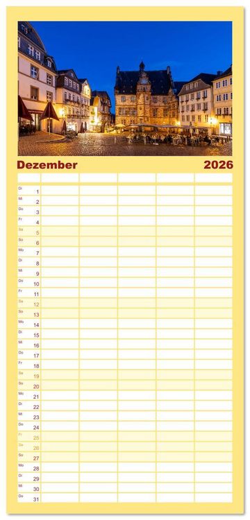 Produktbild: Familienplaner 2026 - Mein historisches Marburg mit 5 Spalten (Wandkalender, 21 x 45 cm) CALVENDO