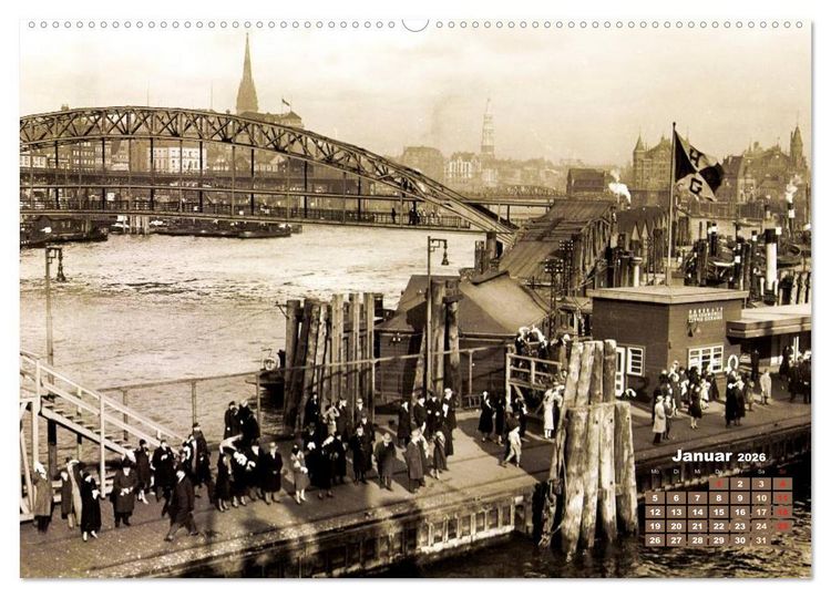 Produktbild: Gr&uuml;&szlig;e aus dem alten Hamburg &ndash; Historische Ansichten der Stadt (Wandkalender 2026 DIN A2 quer), CALVENDO Monatskalender