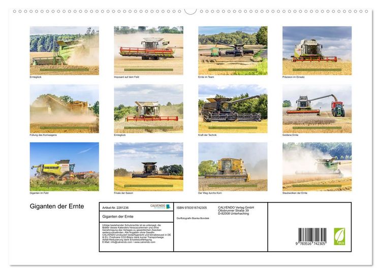 Produktbild: Giganten der Ernte (hochwertiger Premium Wandkalender 2026 DIN A2 quer), Kunstdruck in Hochglanz