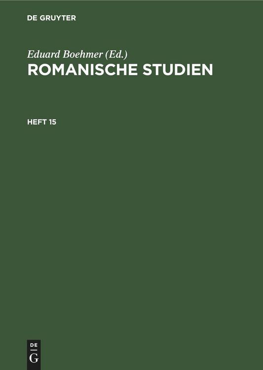 Produktbild: Romanische Studien. Heft 15