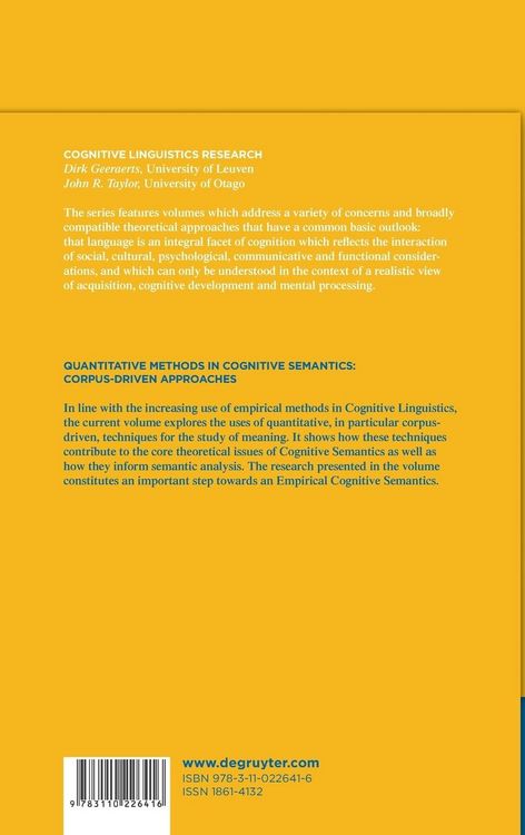 Produktbild: Quantitative Methods in Cognitive Semantics: Corpus-Driven Approaches