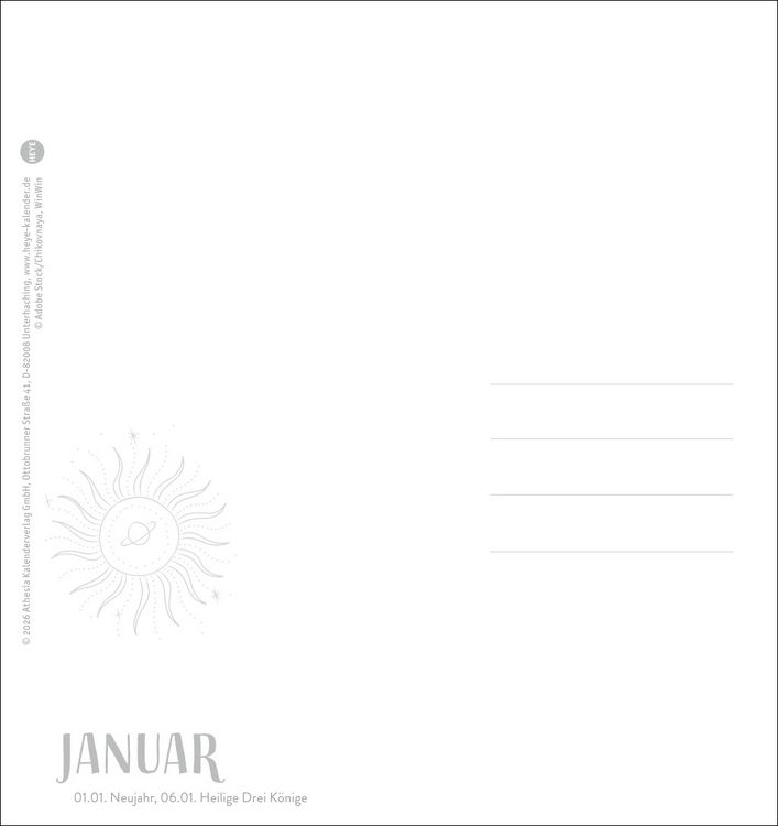 Produktbild: Krafttiere Postkartenkalender 2027