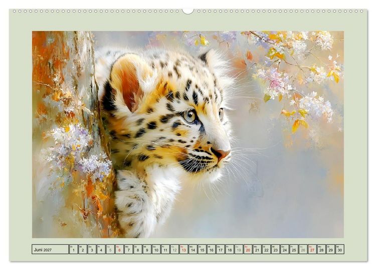 Produktbild: Schneeleoparden. Babys in der leuchtenden Natur (hochwertiger Premium Wandkalender 2027 DIN A2 quer), Kunstdruck in Hochglanz