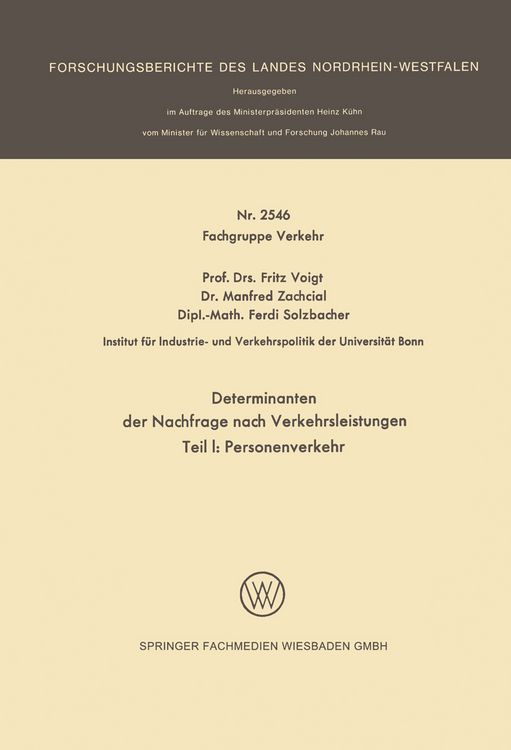 Produktbild: Determinanten der Nachfrage nach Verkehrsleistungen
