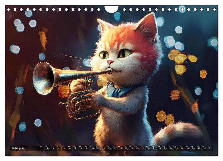 Produktbild: Cat dog music band (Wall Calendar 2026 DIN A4 landscape), CALVENDO 12 Month Wall Calendar