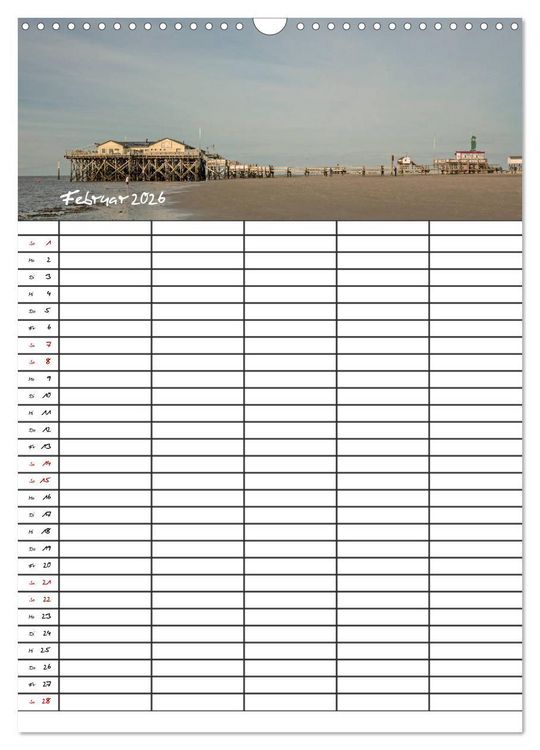 Produktbild: St. Peter Ording Familienplaner (Wandkalender 2026 DIN A3 hoch), CALVENDO Monatskalender
