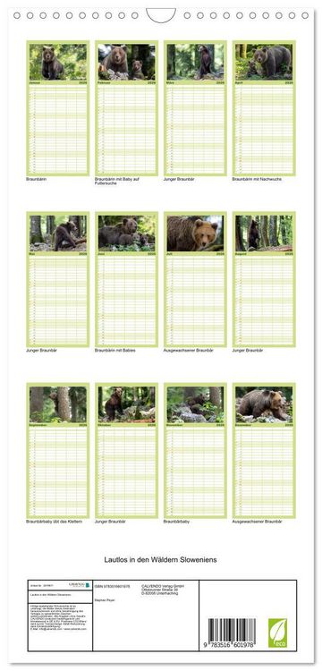 Produktbild: Familienplaner 2026 - Lautlos in den W&auml;ldern Sloweniens mit 5 Spalten (Wandkalender, 21 x 45 cm) CALVENDO