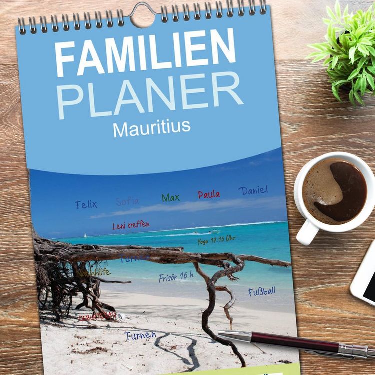 Produktbild: Familienplaner 2026 - Mauritius mit 5 Spalten (Wandkalender, 21 x 45 cm) CALVENDO