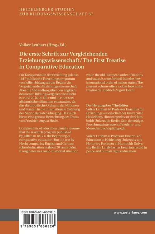Produktbild: Die erste Schrift zur Vergleichenden Erziehungswissenschaft/The First Treatise in Comparative Education