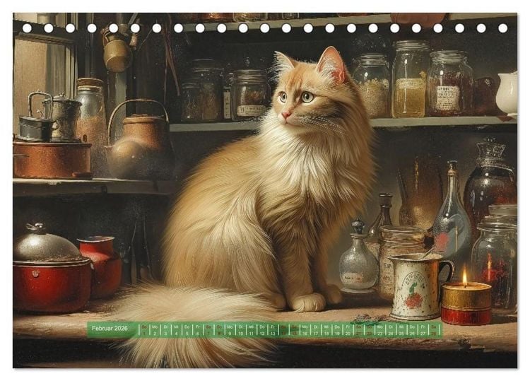 Produktbild: Nostalgische Samtpfoten (Tischkalender 2026 DIN A5 quer), CALVENDO Monatskalender