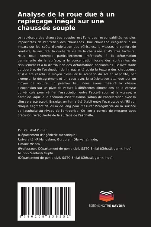 Produktbild: Analyse de la roue due &agrave; un rapi&eacute;&ccedil;age in&eacute;gal sur une chauss&eacute;e souple