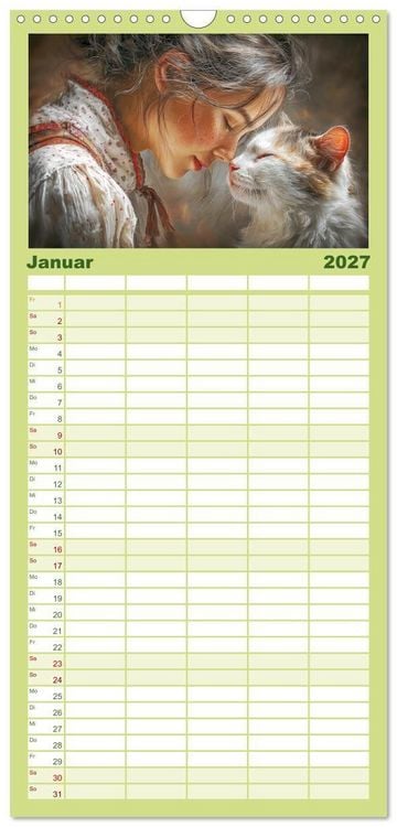 Produktbild: Familienplaner 2027 - Mensch und Tier. Momente voller W&auml;rme, Vertrauen und Respekt mit 5 Spalten (Wandkalender, 21 x 45 cm) CALVENDO