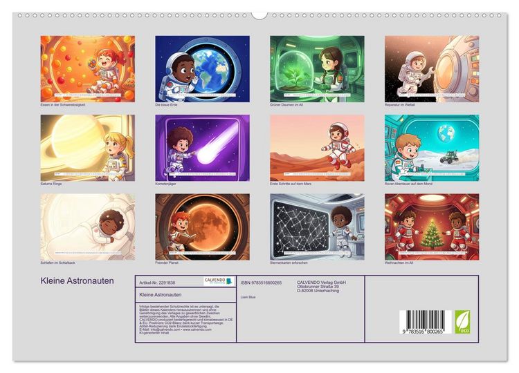 Produktbild: Kleine Astronauten (hochwertiger Premium Wandkalender 2027 DIN A2 quer), Kunstdruck in Hochglanz