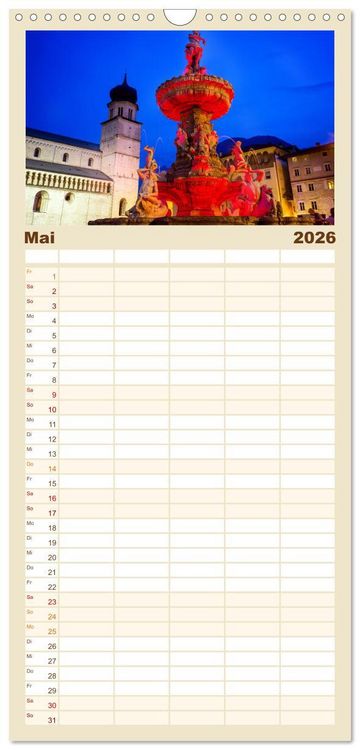 Produktbild: Familienplaner 2026 - Trient - Hauptstadt des Trentino mit 5 Spalten (Wandkalender, 21 x 45 cm) CALVENDO