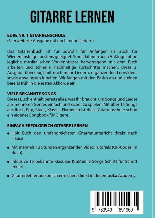 Produktbild: Gitarre lernen - umfangreiches Gitarrenbuch f&uuml;r Anf&auml;nger und Wiedereinsteiger