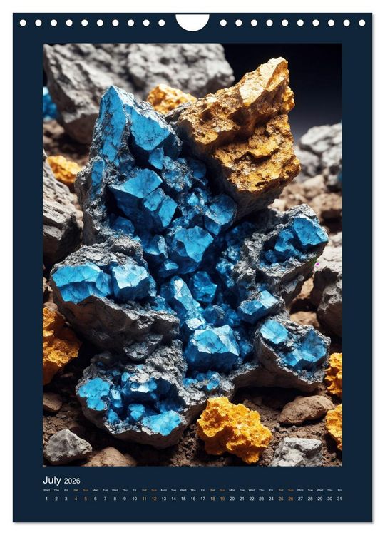 Produktbild: Fantastic Minerals - Mysterious Treasures (Wall Calendar 2026 DIN A4 portrait), CALVENDO 12 Month Wall Calendar