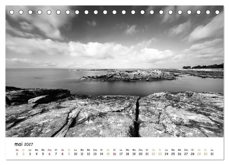 Produktbild: Terres de contraste &ndash; Une ann&eacute;e en monochrome (Calendrier de bureau 2027 DIN A5 vertical), CALVENDO calendrier mensuel