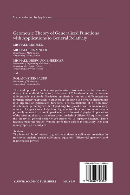 Produktbild: Geometric Theory of Generalized Functions with Applications to General Relativity