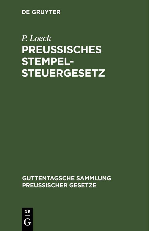 Produktbild: Preu&szlig;isches Stempelsteuergesetz