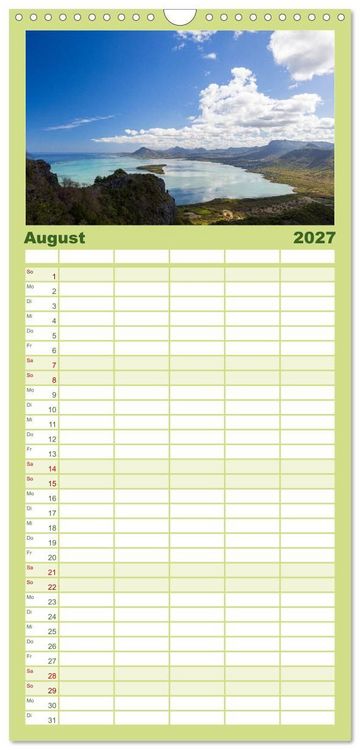 Produktbild: Familienplaner 2027 - Trauminseln der Welt - Mauritius mit 5 Spalten (Wandkalender, 21 x 45 cm) CALVENDO